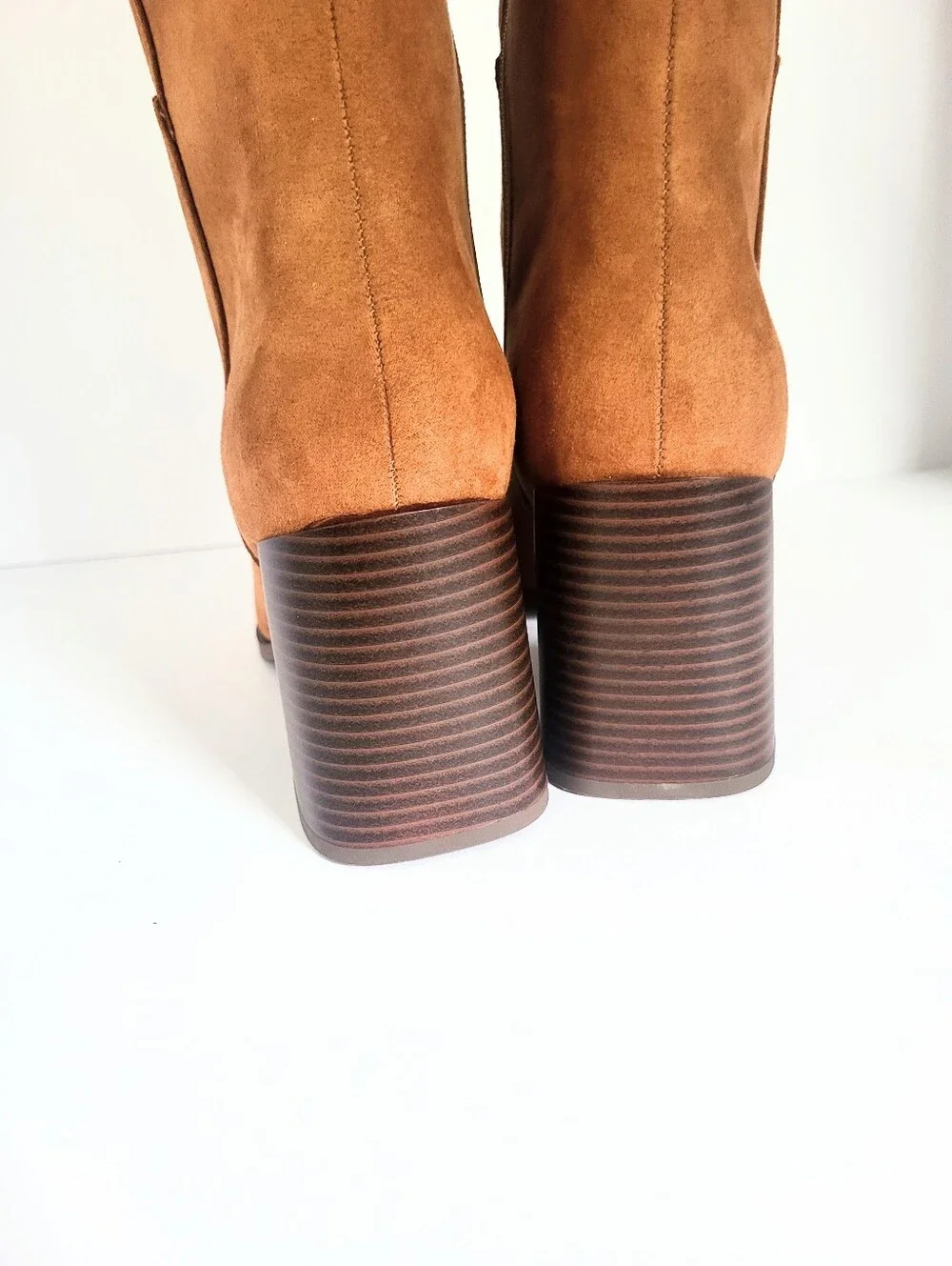 NWT A New Day Camel Brown Vegan Suede Knee High Chunky Heel Boots Size 9
